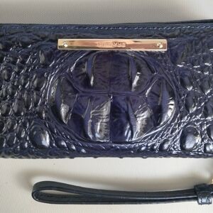 Brahmin Navy Blue "Debra" Crocodile Textured Clutch